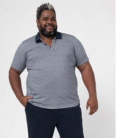 GEMO Polo homme grande taille à manches courtes et fines rayures Bleu