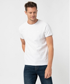 GEMO Tee-shirt homme à manches courtes en maille piquée Blanc