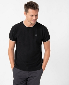 GEMO Tee-shirt homme à manches courtes en maille piquée Noir