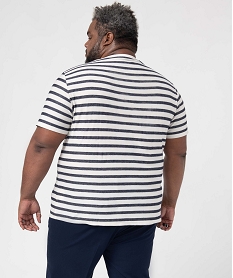 tee-shirt homme grande taille raye a manches courtes blancU029101_3