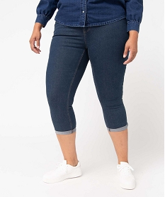 GEMO Pantacourt femme grande taille coupe slim en denim stretch Bleu