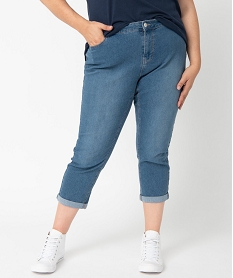 GEMO Pantacourt femme grande taille coupe slim en denim stretch Gris