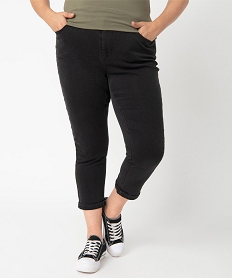 GEMO Pantacourt femme grande taille coupe slim en denim stretch Noir