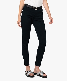 GEMO Pantalon femme coupe slim en toile extensible Noir