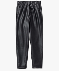 pantalon femme en synthetique imitation cuir taille haute noirU031801_4
