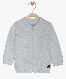 GEMO Gilet bébé garçon zippé en maille fantaisie Gris