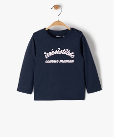 tee-shirt bebe fille manches longues avec motifs et inscriptions bleu tee-shirts manches longuesU033401_1