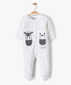 GEMO Pyjama bébé en velours fermeture devant motifs étoiles Blanc