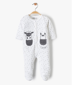 GEMO Pyjama bébé en velours fermeture devant motifs étoiles blanc standard