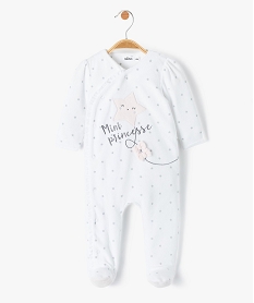 GEMO Pyjama bébé en velours avec ouverture avant et motifs étoiles Blanc