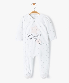GEMO Pyjama bébé en velours avec ouverture avant et motifs étoiles blanc standard