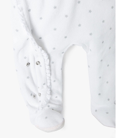 pyjama bebe en velours avec ouverture avant et motifs etoiles blanc pyjamas veloursU033701_2