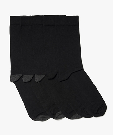GEMO Lot de 5 paires de chaussettes hautes bicolores noir standard