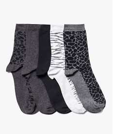 GEMO Chaussettes femme tige haute motif animalier noir standard