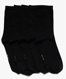 GEMO Chaussettes femme unies en coton (lot de 5) noir standard
