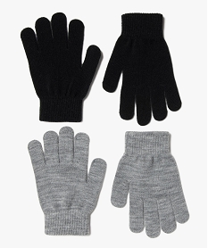 GEMO Gants garçon unis (lot de 2 paires) Noir