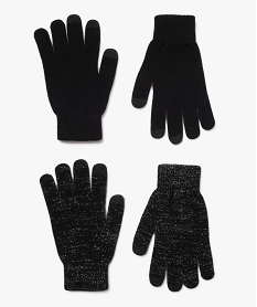 GEMO Gants adaptés aux écrans tactiles femme (lot de 2 paires) noir vif