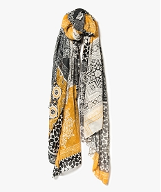 grand foulard rectangulaire a motifs jaune autres accessoiresU041501_1