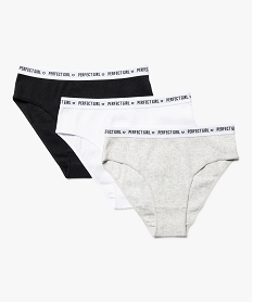 GEMO Culotte en maille côtelée avec ceinture imprimée fille (lot de 3) Gris