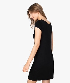 chemise de nuit en maille extensible avec col v en dentelle femme noir nuisettes chemises de nuitU043501_3