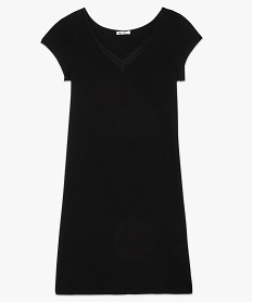 chemise de nuit en maille extensible avec col v en dentelle femme noir nuisettes chemises de nuitU043501_4