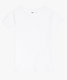 GEMO Tee-shirt fille uni à manches courtes Blanc