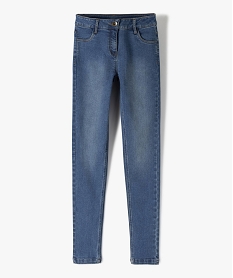 jean fille coupe skinny en matiere extensible gris jeansU048701_1