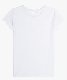 GEMO Tee-shirt uni à manches courtes fille Blanc