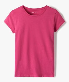 GEMO Tee-shirt uni à manches courtes fille Rose