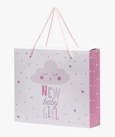 GEMO Boite cadeau bébé fille avec motif nuage en carton recyclé Blanc