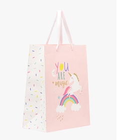 sac cadeau enfant motif licorne et paillettes en papier recycle orangeU049901_1