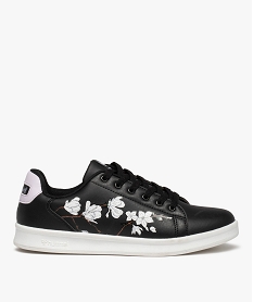 GEMO Baskets femme imprimées fleurs fermeture lacets - Hummel noir standard