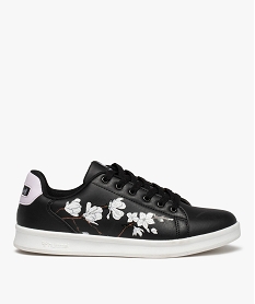 GEMO Baskets femme imprimées fleurs fermeture lacets - Hummel Noir