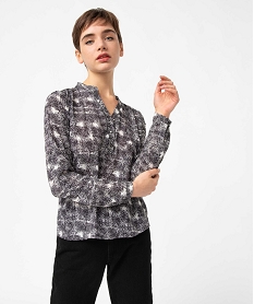 GEMO Blouse femme à motifs avec manches retroussables Imprimé