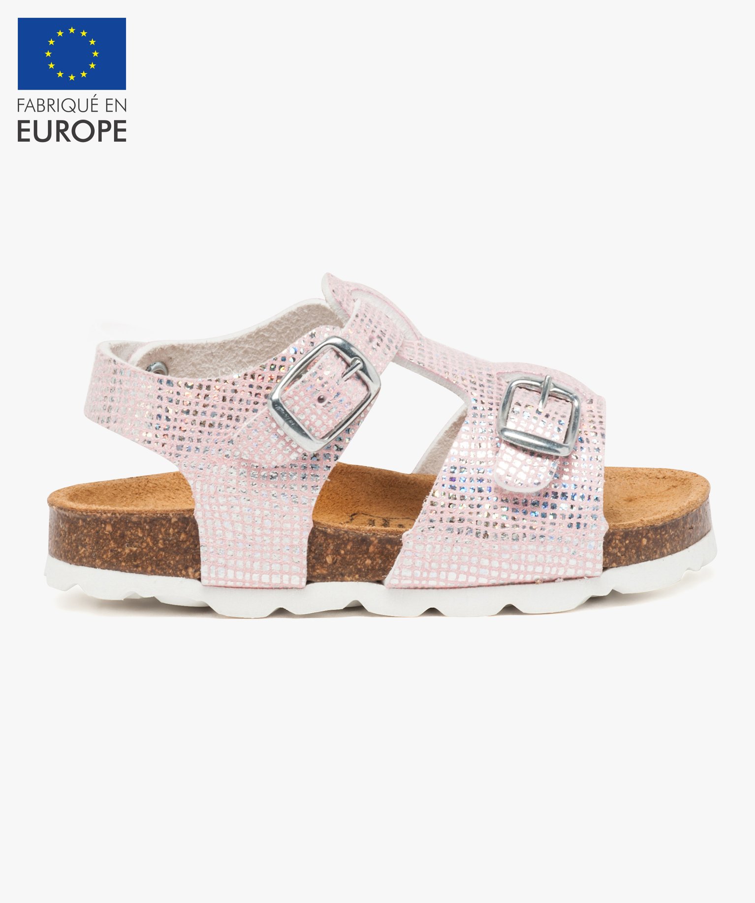 Gemo chaussures fille sandales anatomiques irisee a boucles rose