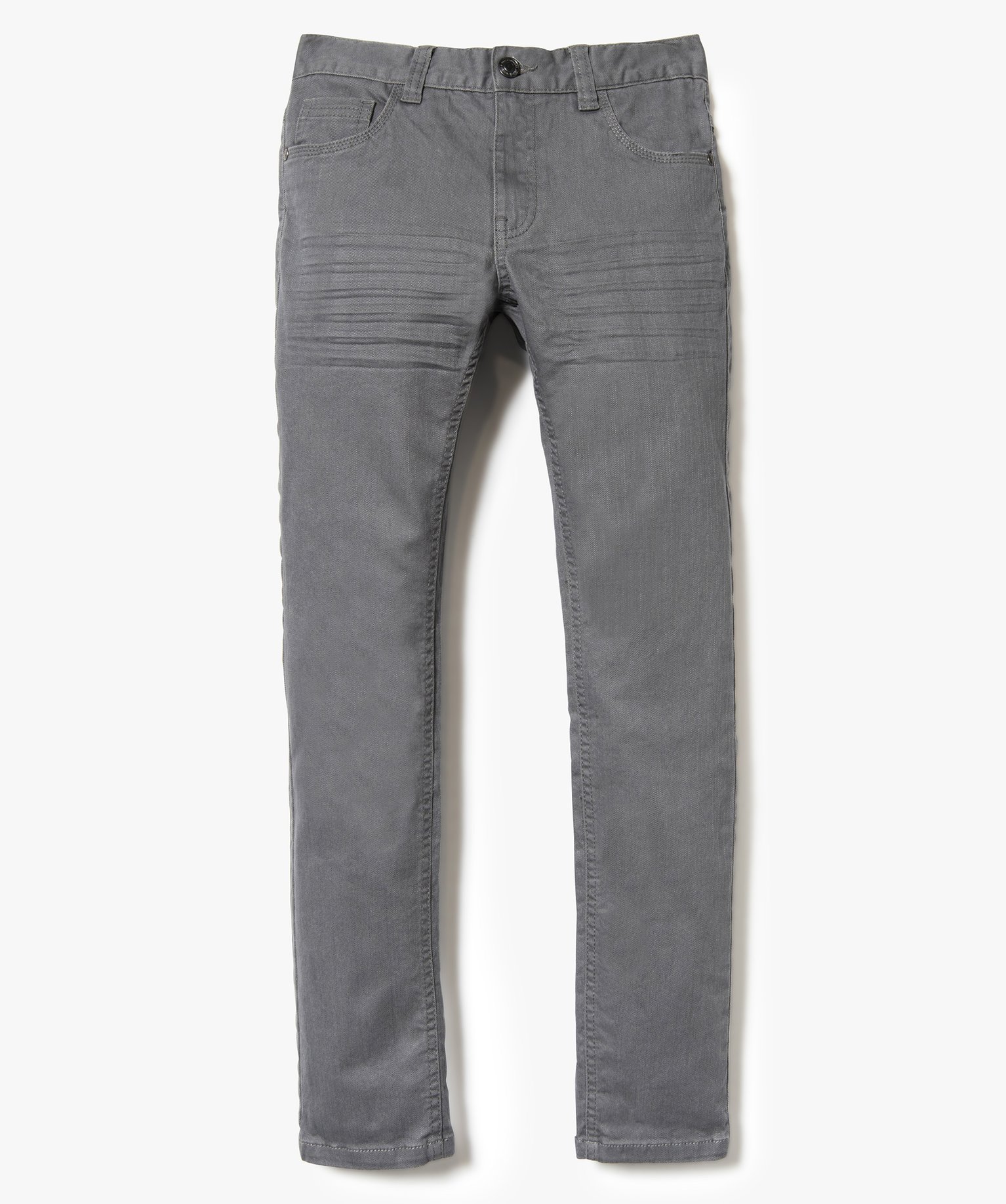 Gemo vetements pantalon garcon 5 poches coupe slim en stretch gris pantalons garcon GEMO