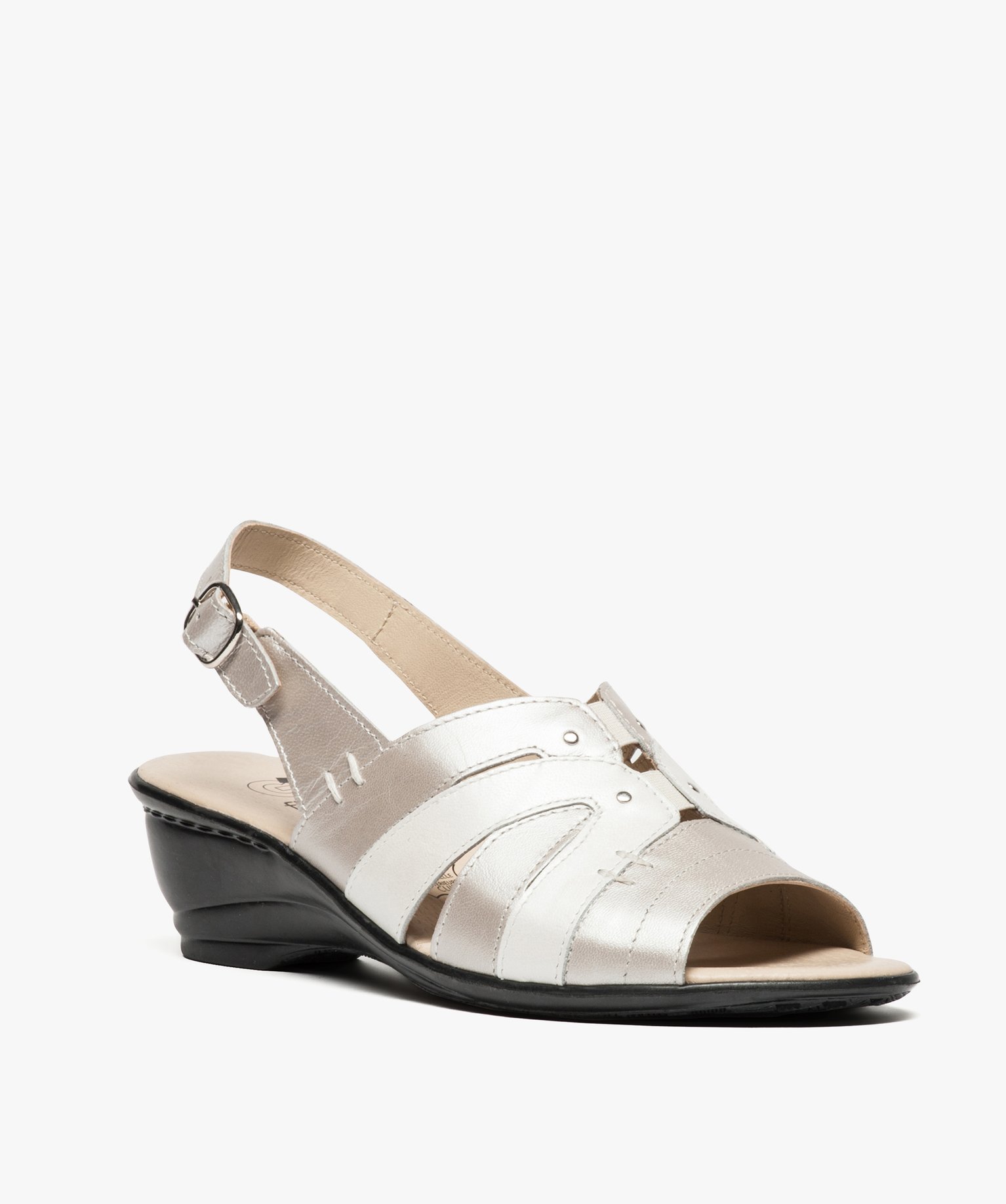 Gemo Chaussures Femmes Gemo chaussures sandales femme confort bicolore a talon compense blanc femme | GÉMO