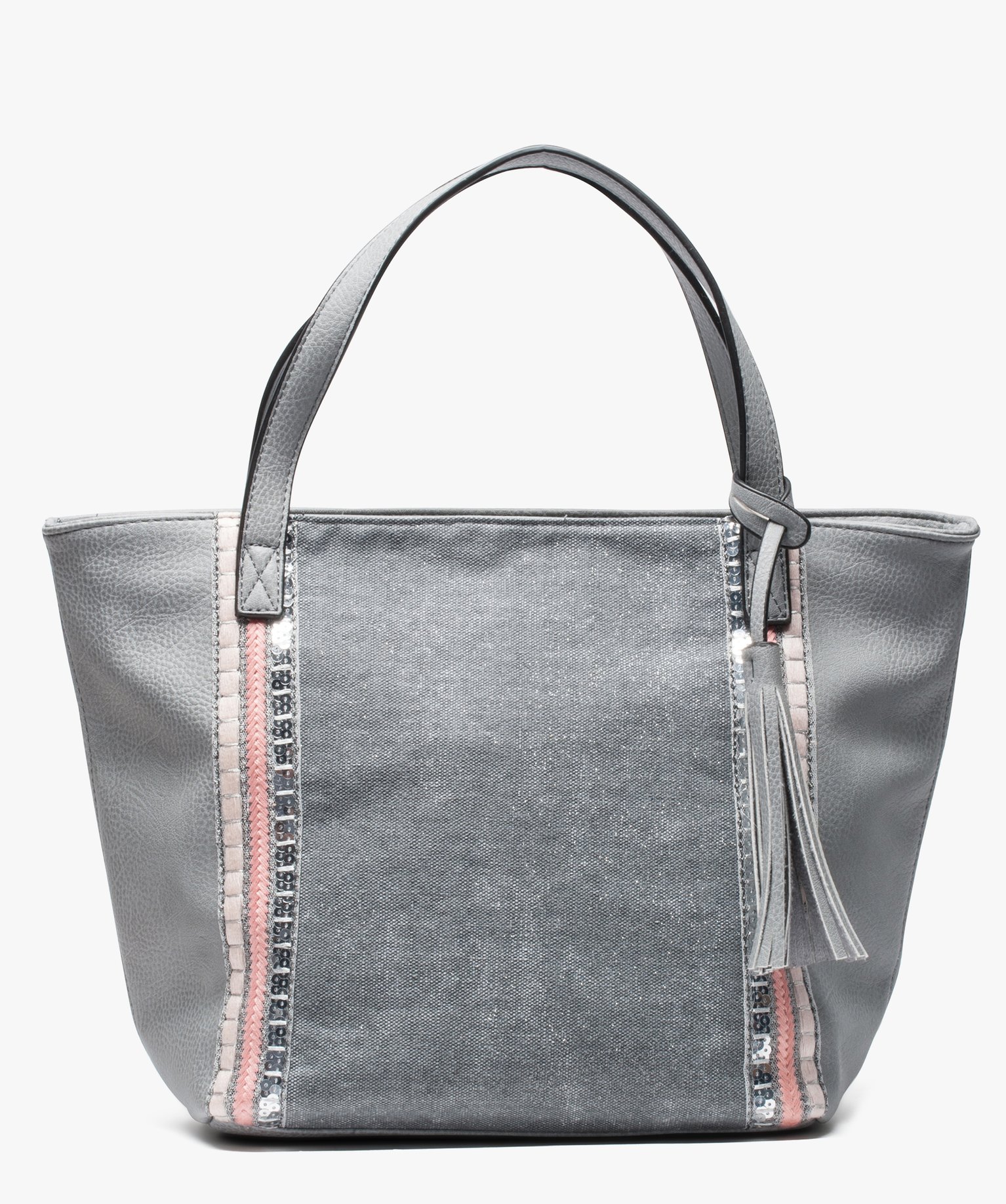 Gemo sacs et accessoires sac cabas bimatiere gris cabas grand volume femme GEMO