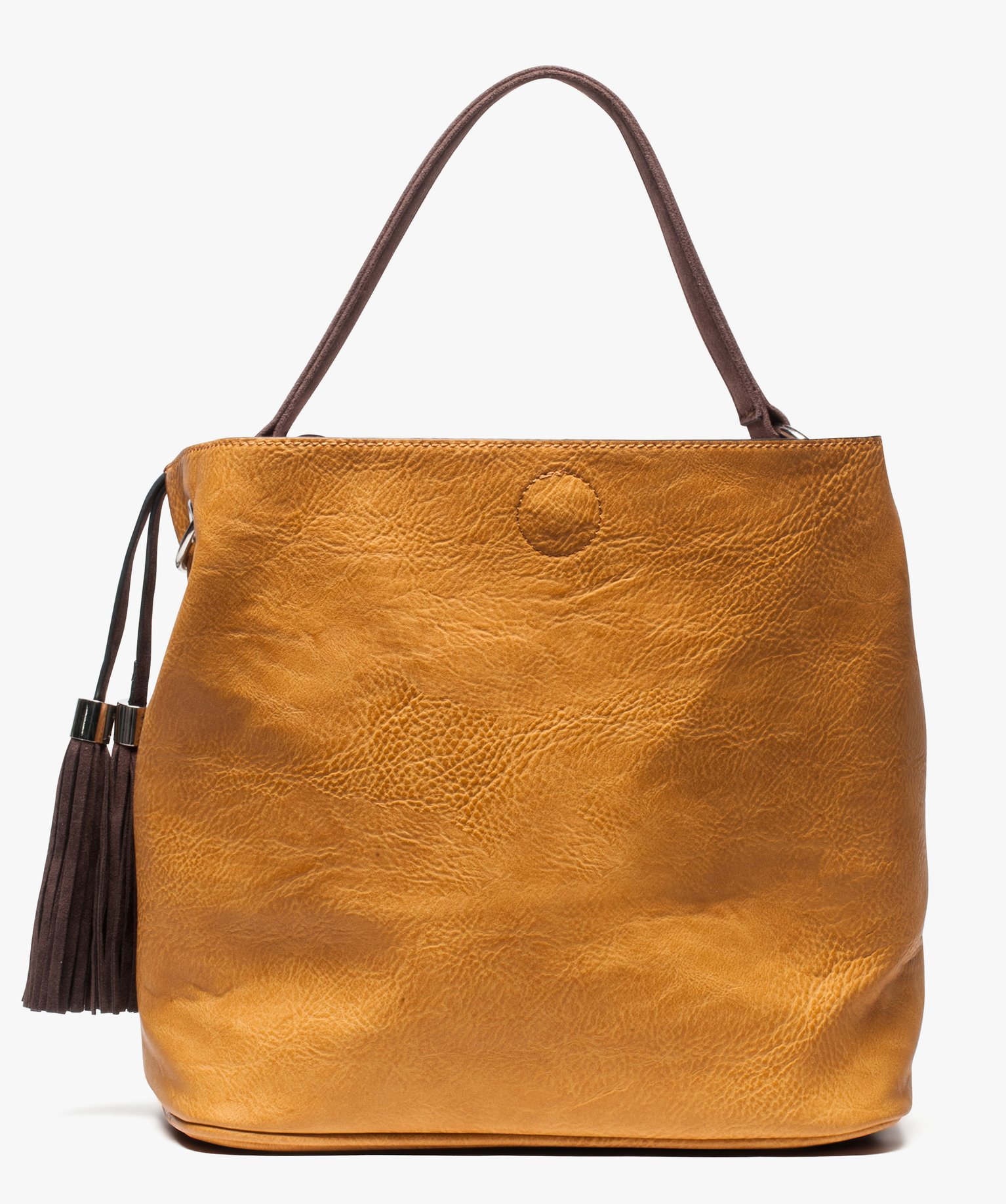 Gemo sacs et accessoires sac a main multimatiere forme seau porte epaule ou croise jaune sacs a main femme GEMO