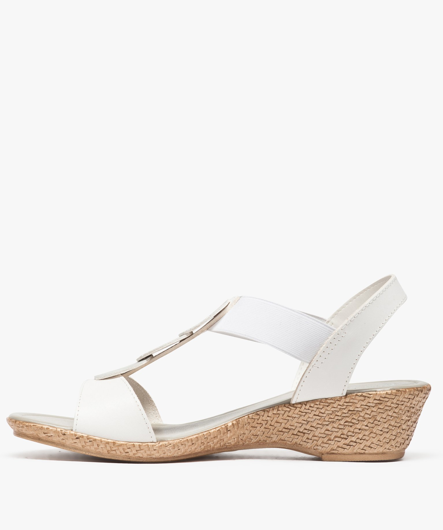 Chaussures Femme Gémo 2023 Gemo chaussures sandales confort femme metallisees a talon compense blanc femme | GÉMO