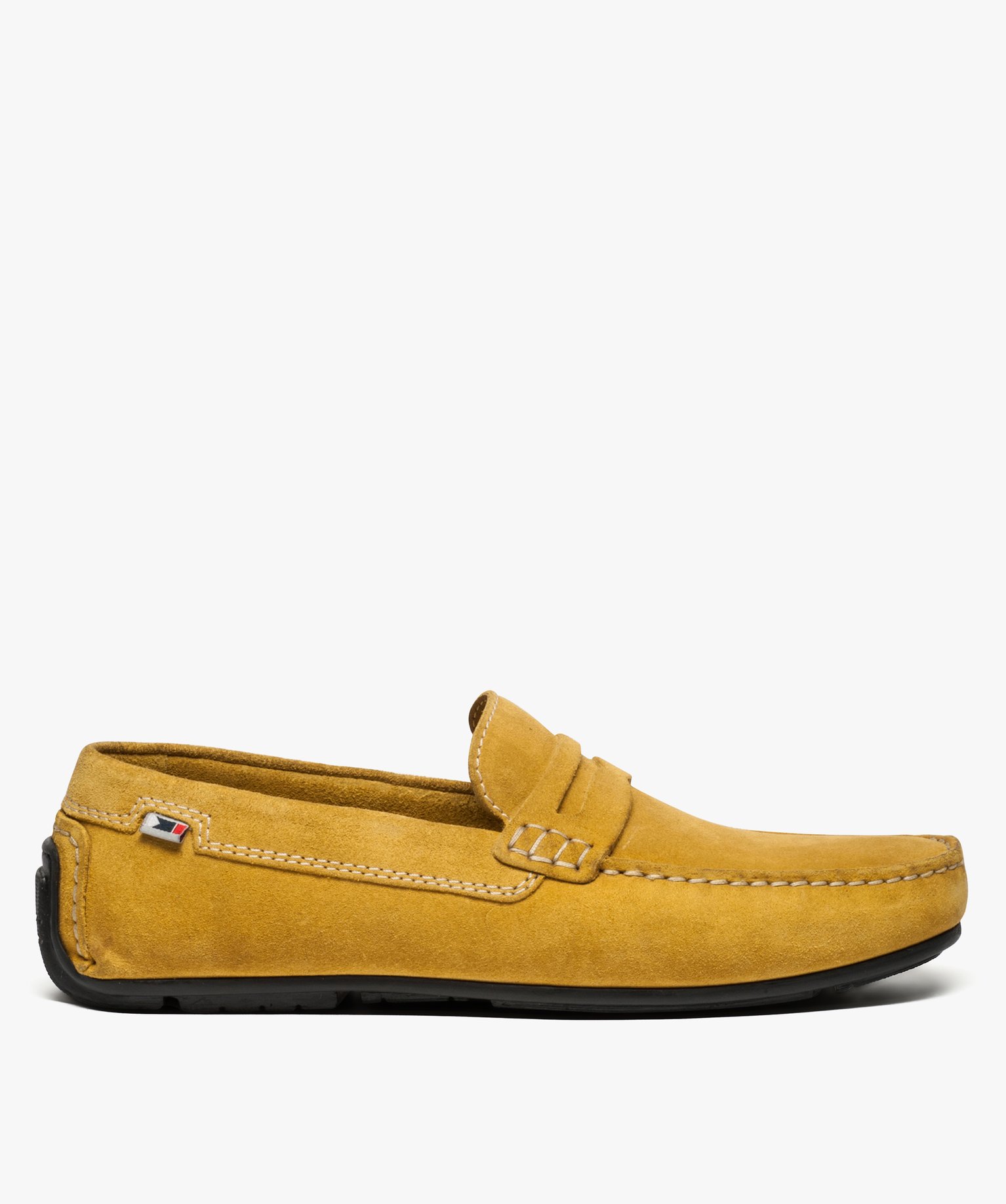 Gemo chaussures mocassins homme dessus et interieur cuir avec surpiqures jaune standard mocassins homme GEMO