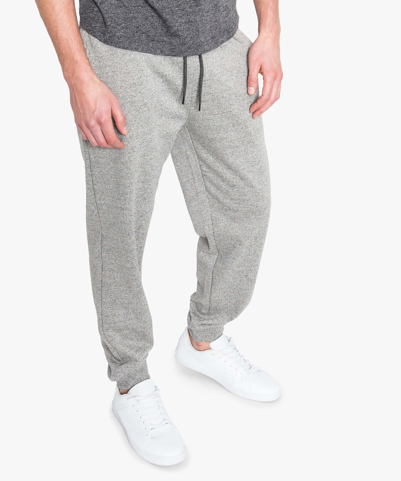 Pantalons Homme, Pantalon jogging en molleton gris clair