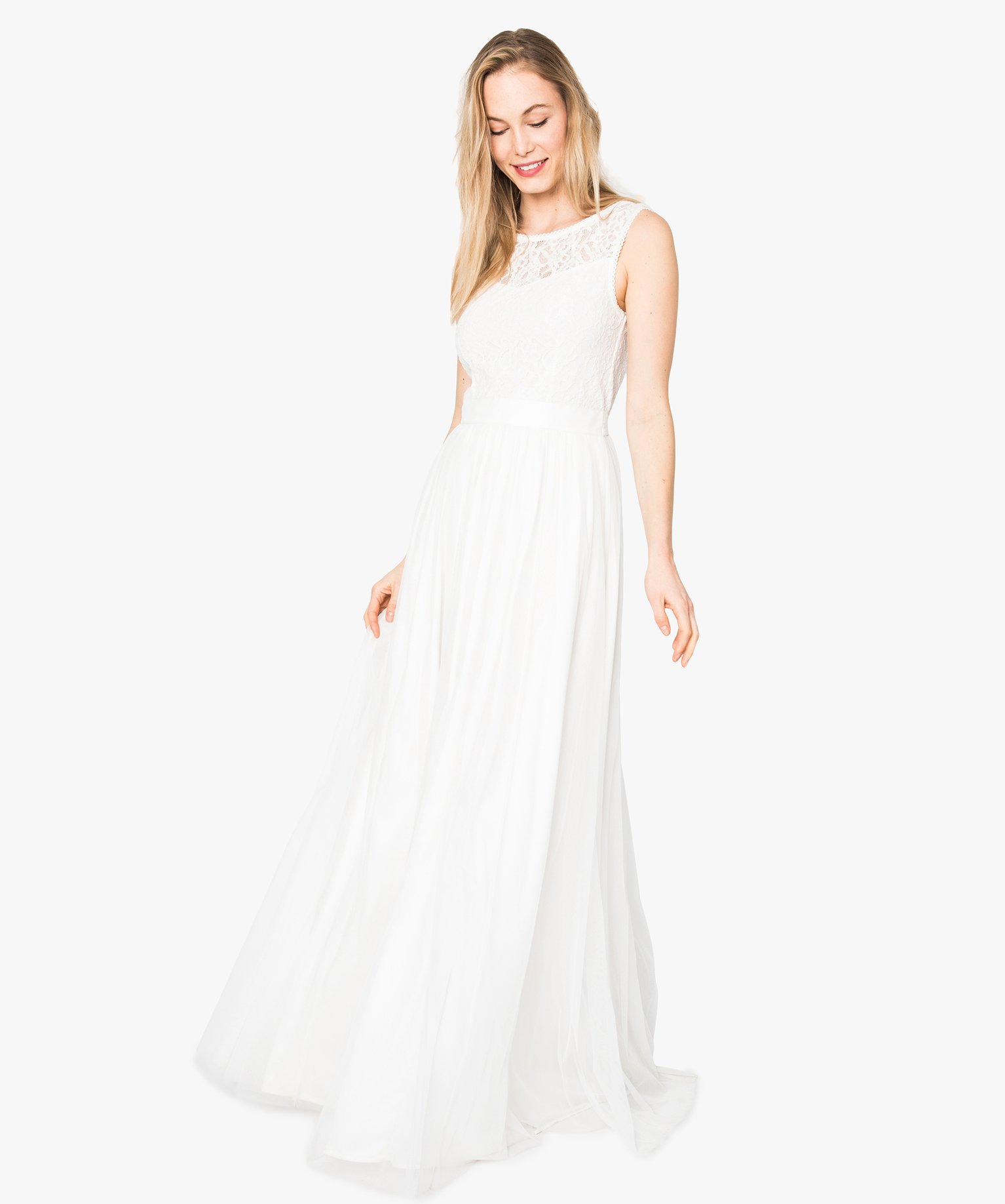 Gemo vetements robe de mariee en tulle et dentelle beige robes femme GEMO