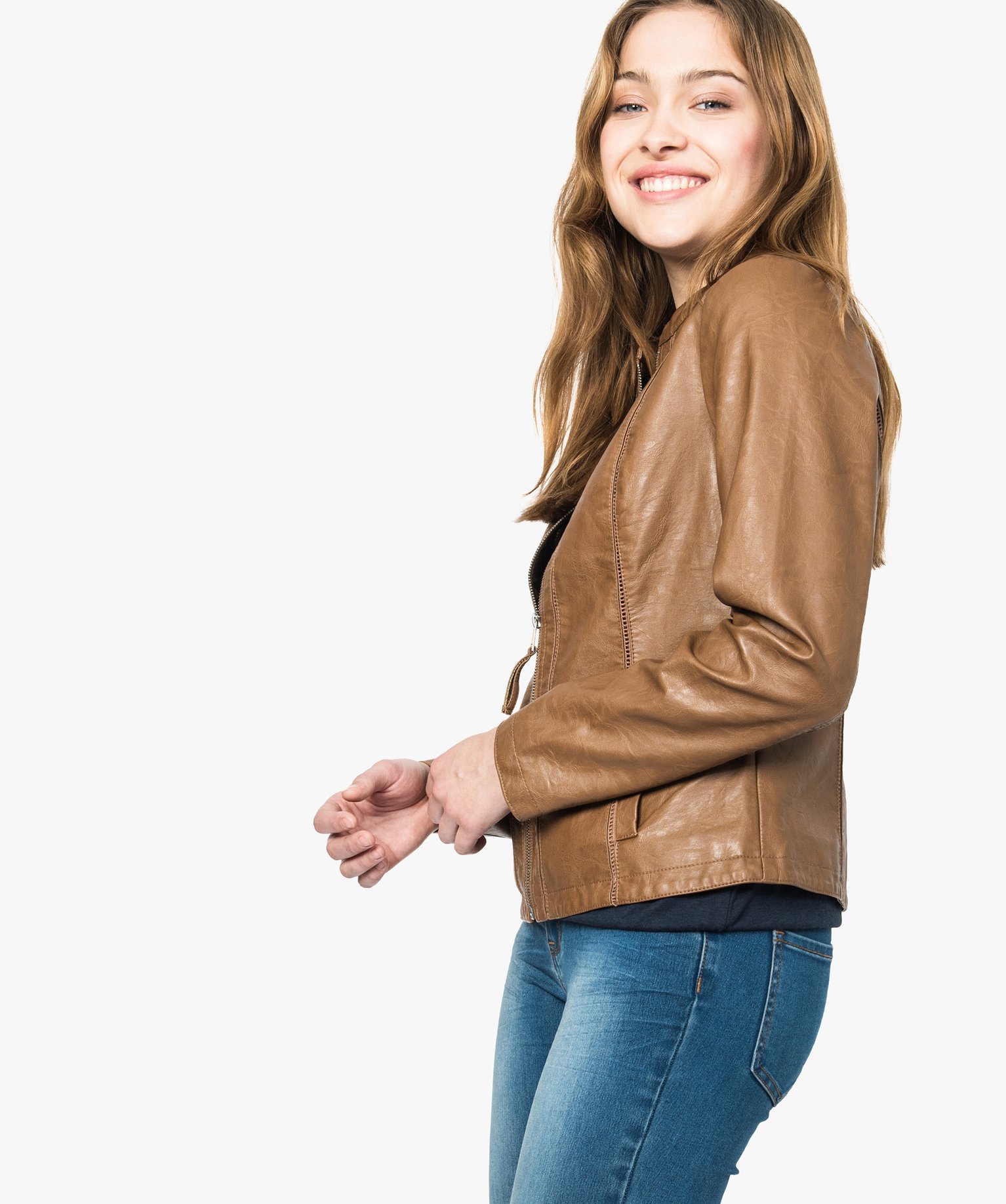 Veste simili sales cuir femme gemo