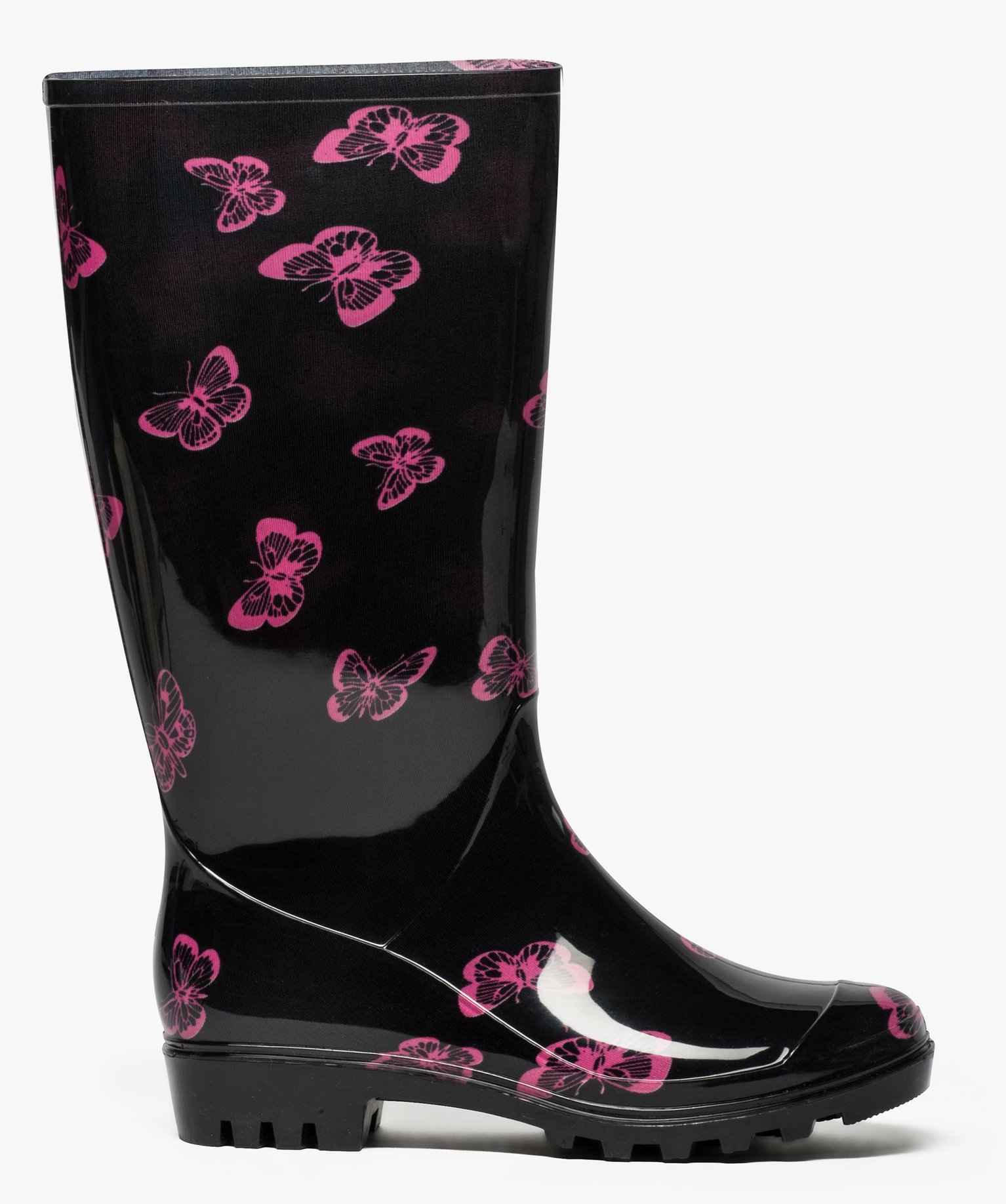 Gemo chaussures botte de pluie motifs papillons noir femme G MO
