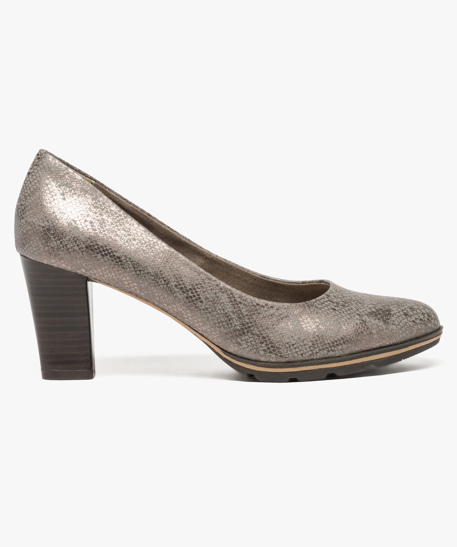 Gemo chaussures escarpin effet python a semelle crantee jaune femme GEMO