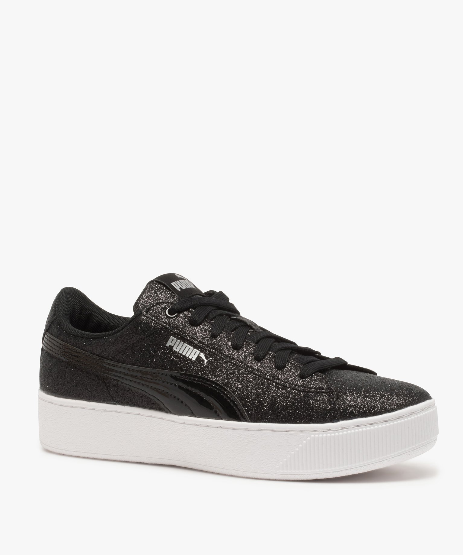 Gemo chaussures basket femme pailletee epaisse semelle puma noir femme GEMO