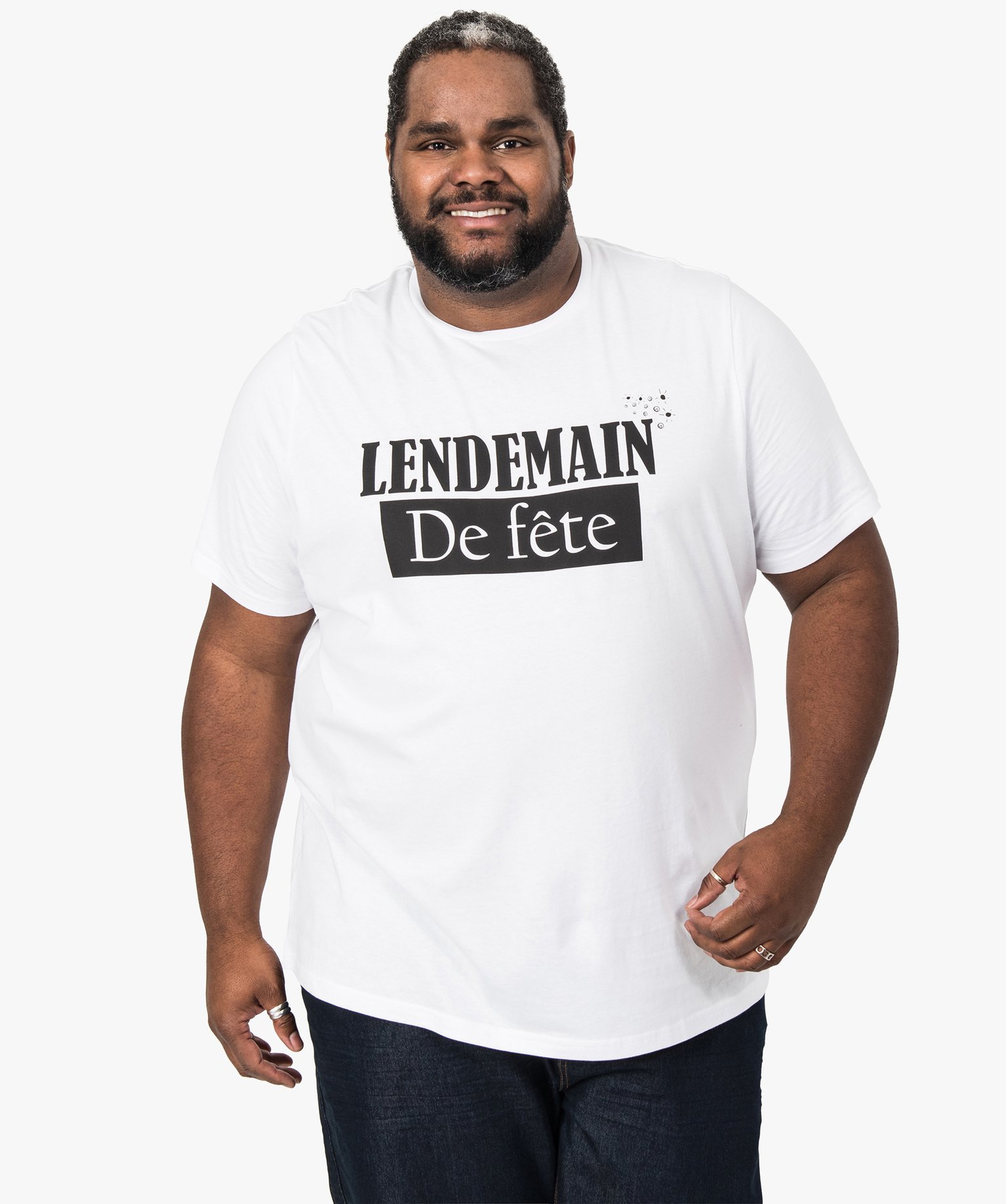 Gemo vetements tee shirt a message avec manches courtes blanc tee shirts homme GEMO