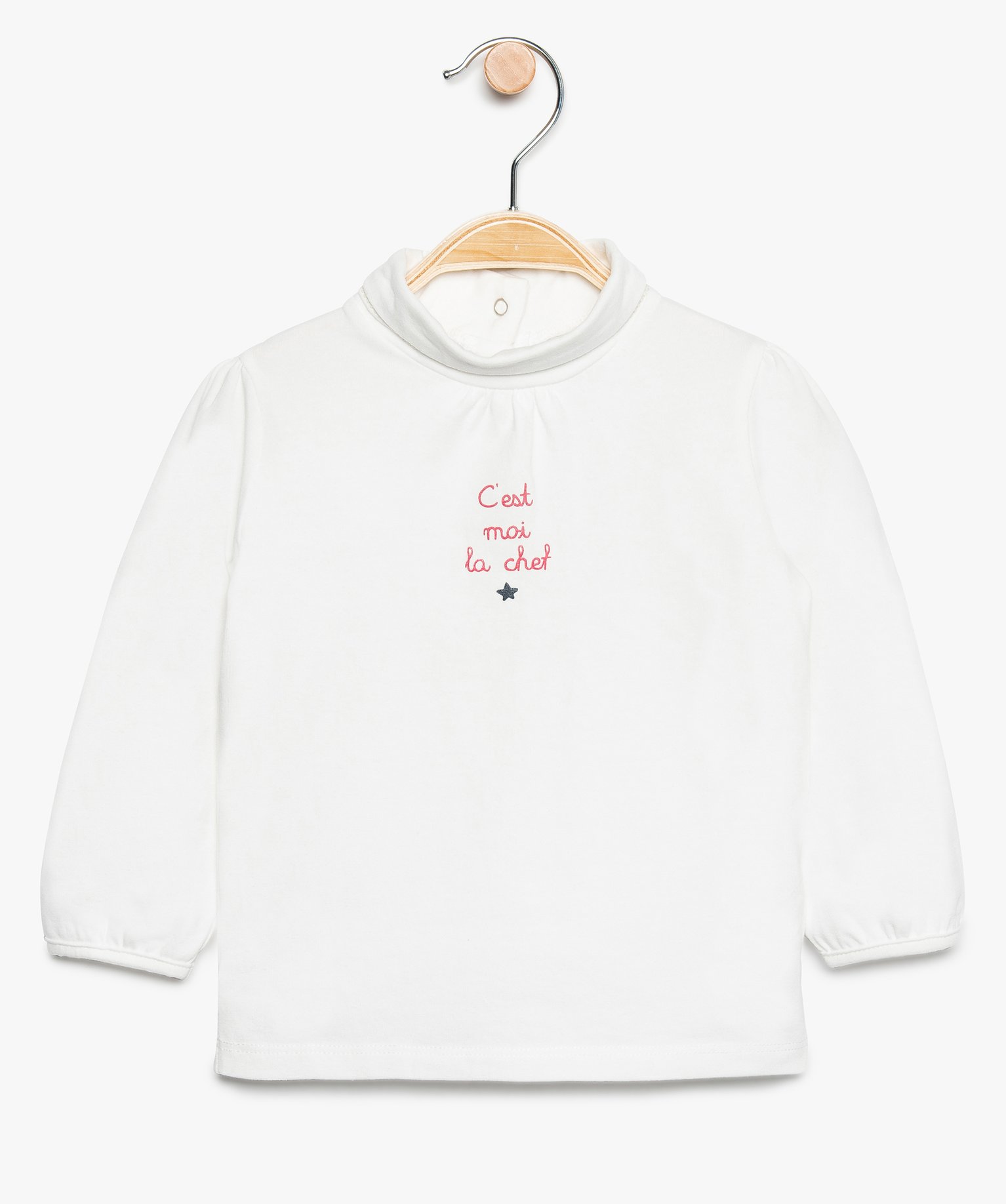 Gemo Vetements Fille Tee Shirt Bebe Fille Col Roule Manches Blousantes Beige Bebe Gemo