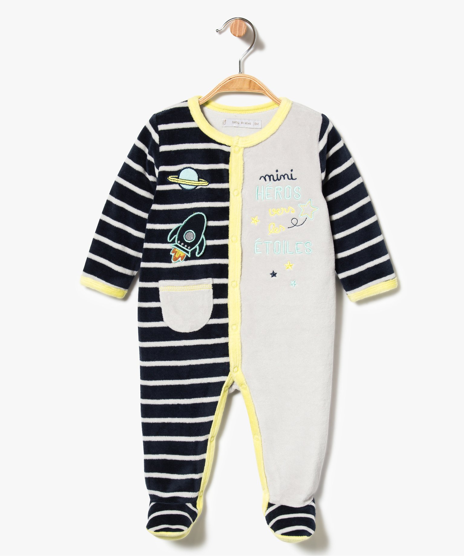 Pyjama dors bien bébé garçon en velours ouverture devant Gemo Vêtements Sous-vêtements vêtements de nuit Pyjamas 